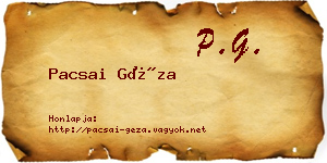 Pacsai Géza névjegykártya